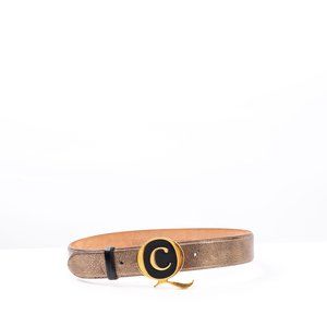 Alexander McQueen Gold Belt with Logo Buckle